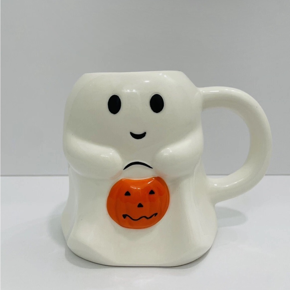 Halloween Ghost Mug w/Pumkin jack-o’-lantern | 16oz Coffee Tea Ceramic cup NEW